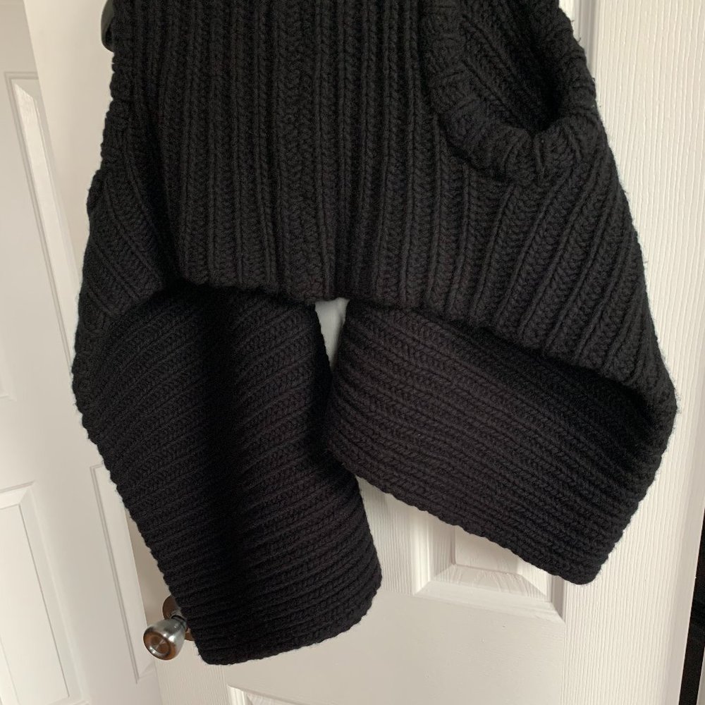 ANN DEMEULEMEESTER • Asymmetric Black Wool Ribbed Fisherman Sweater Vest FR 40 M - Picture 9 of 15